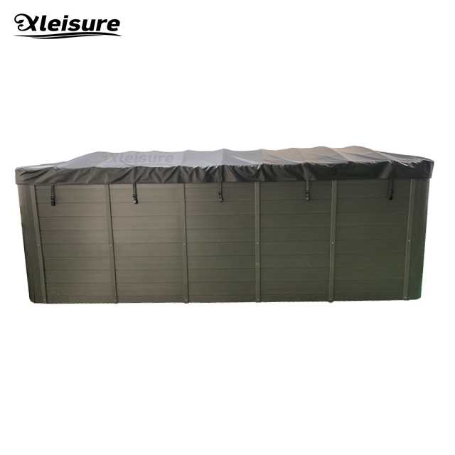 Dark grey rollup swim spa cover 4300x2250mm, R180mm xleisure